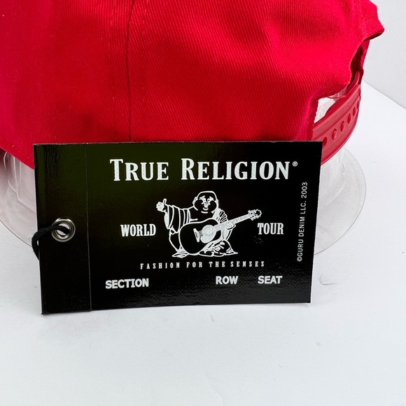 TRUE RELIGION CAP/HAT, RED HORSESHOE LOGO EMBROIDERED IN SILVER, ADJ. STRAP - Picture 6 of 8